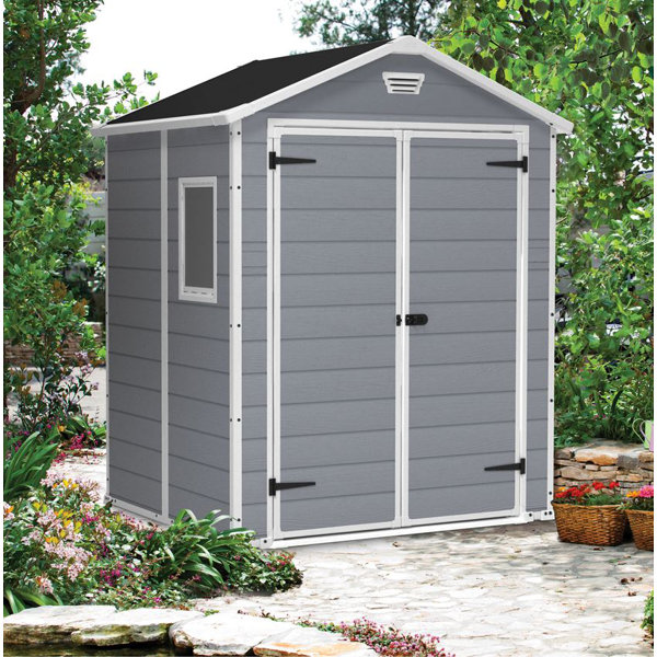 keter manor 6 ft. w x 5 ft. d apex plastic tool shed